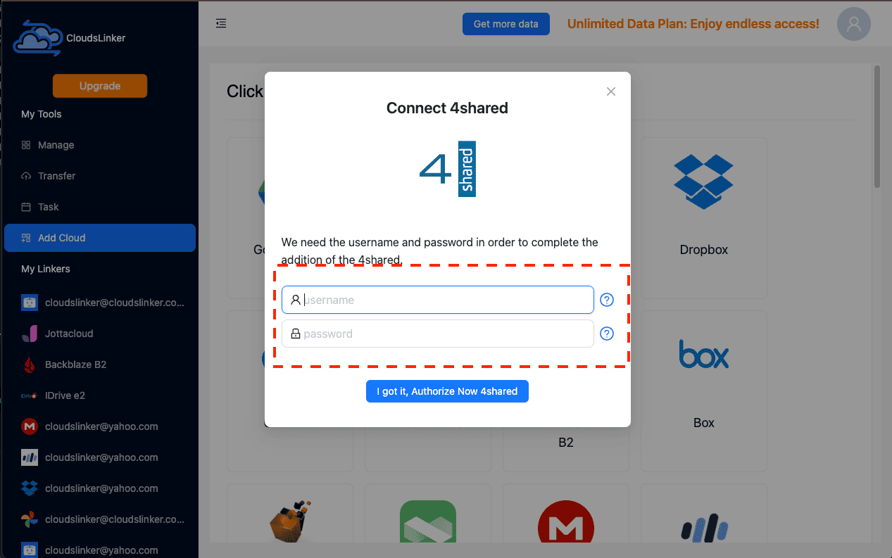 Adding 4shared to CloudsLinker