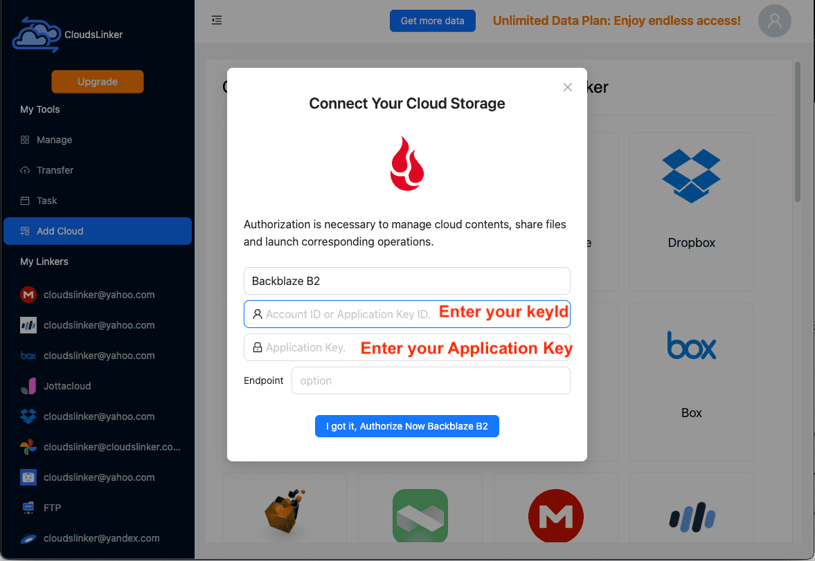 Adding Backblaze B2 to CloudsLinker