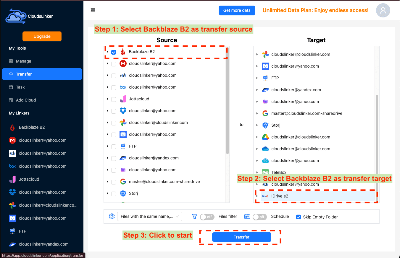 Configuring migration settings in CloudsLinker