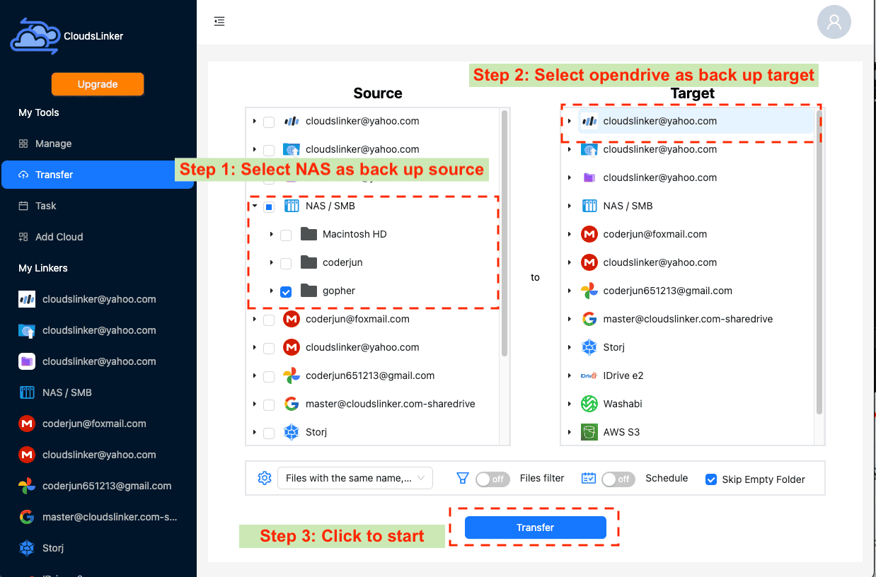 Configuring NAS to OpenDrive Backup