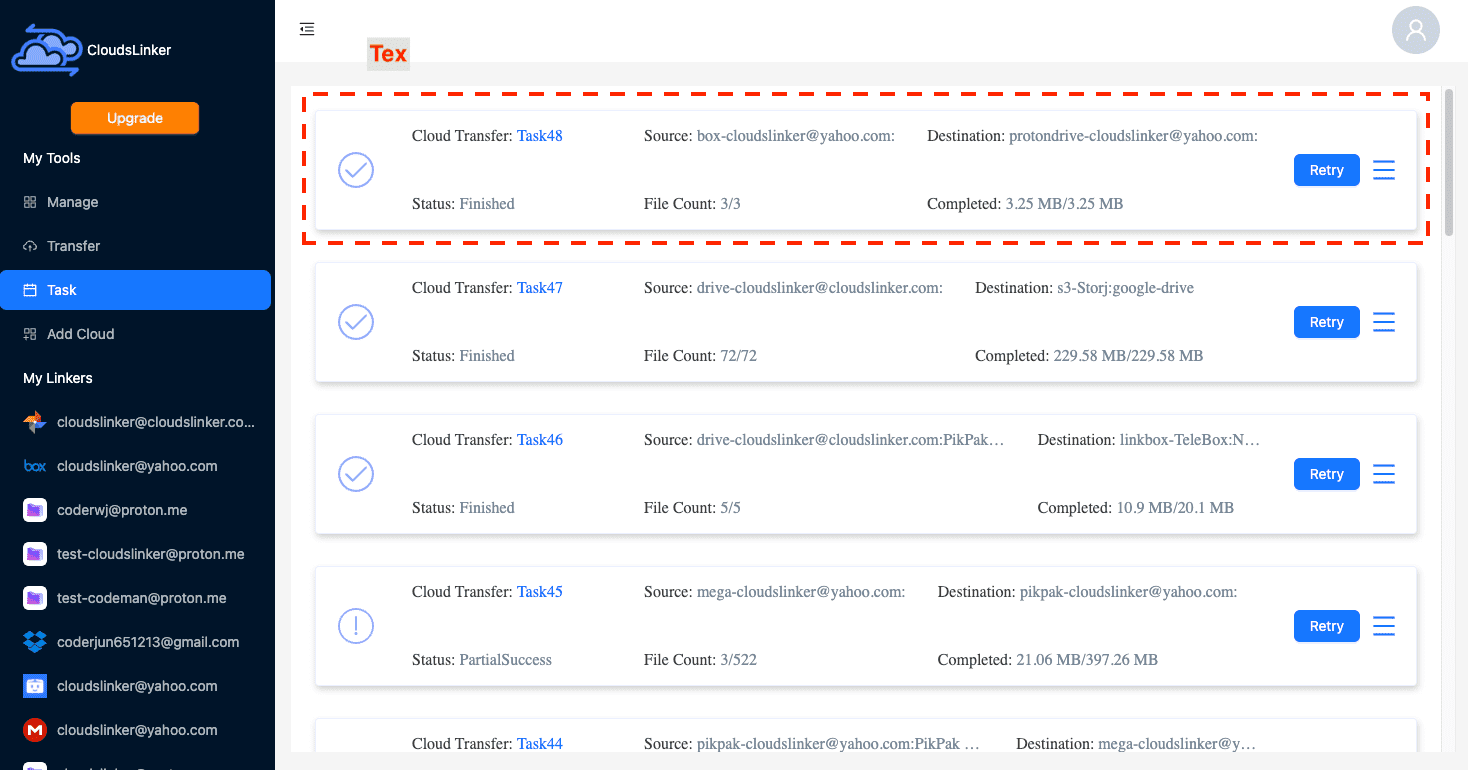 Task Executing List