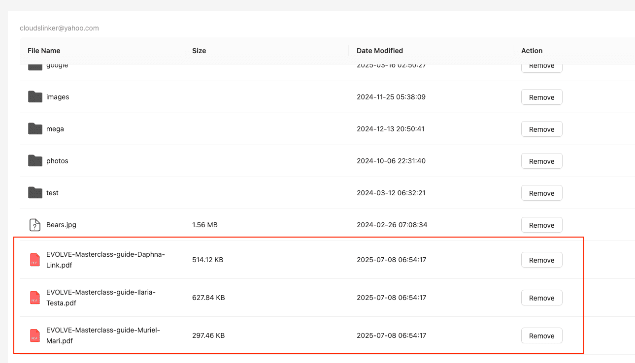 Files transferred to Box
