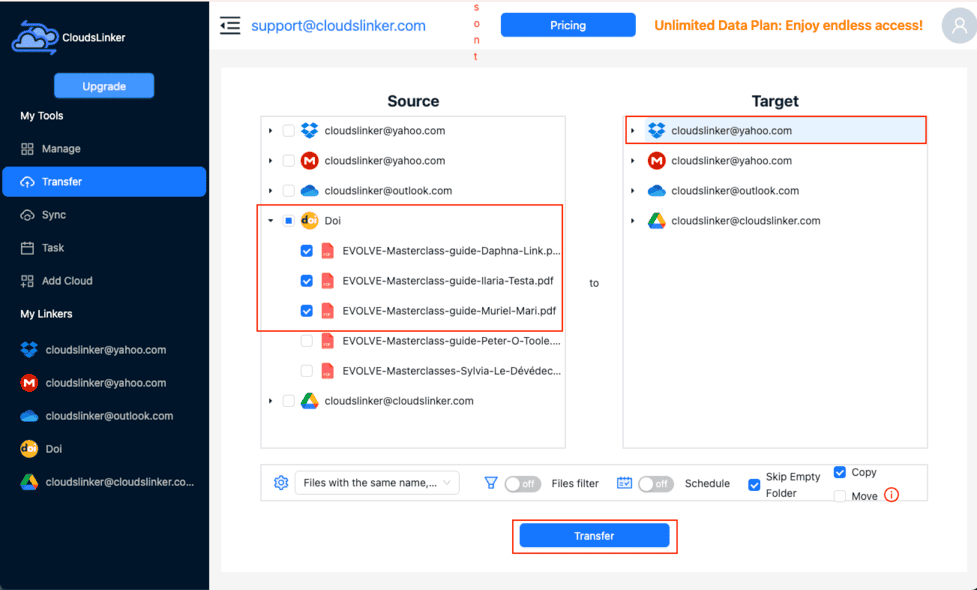 Choosing DOI files in CloudsLinker