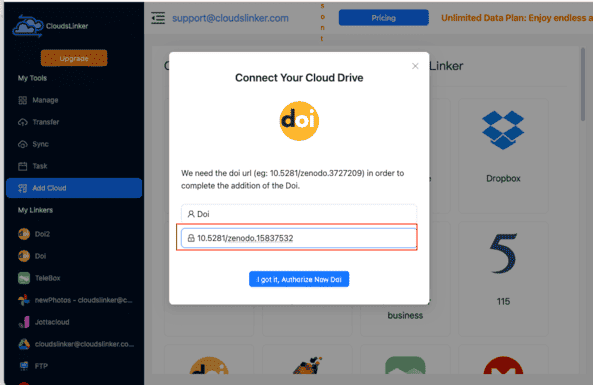 Adding a DOI source in CloudsLinker