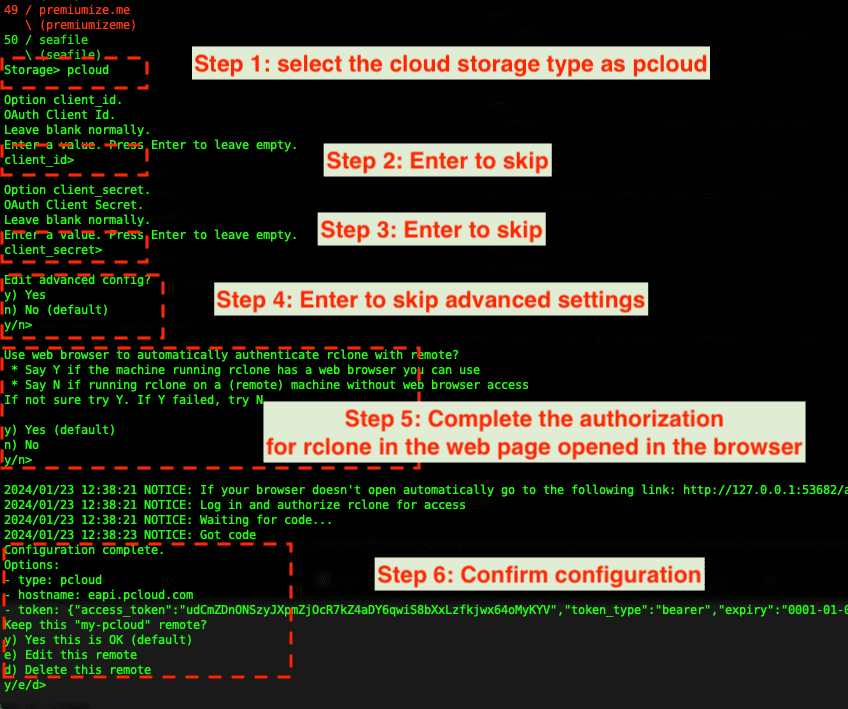 Setting up pCloud with Rclone