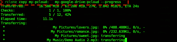 rclone transferring files