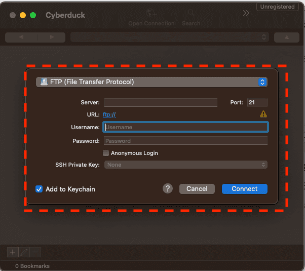 Connecting to SFTP/FTP with Cyberduck