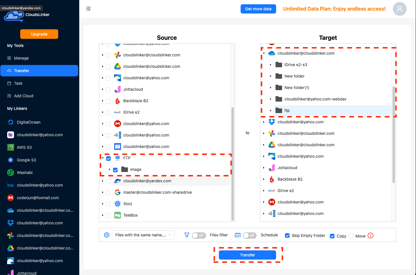 Setting up FTP to OneDrive Transfer in CloudsLinker