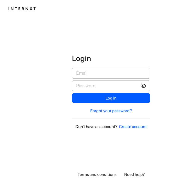Sign in to the Internxt web app