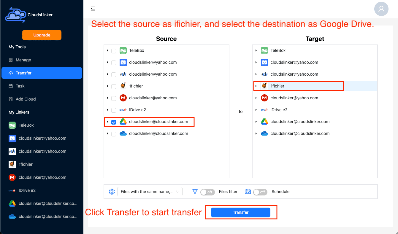 Setting up file migration