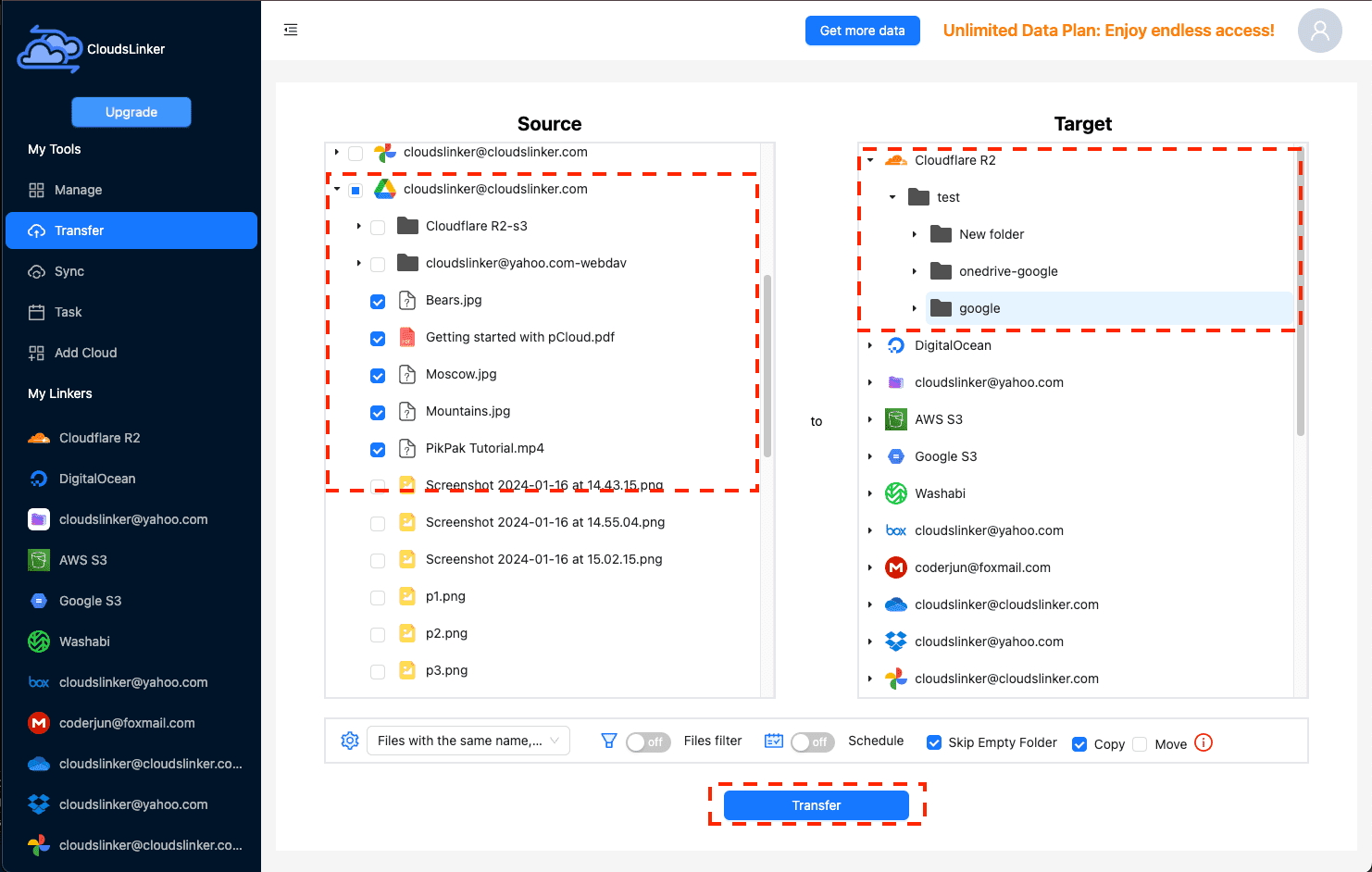 Setting up Google Drive to Cloudflare R2 transfer in CloudsLinker