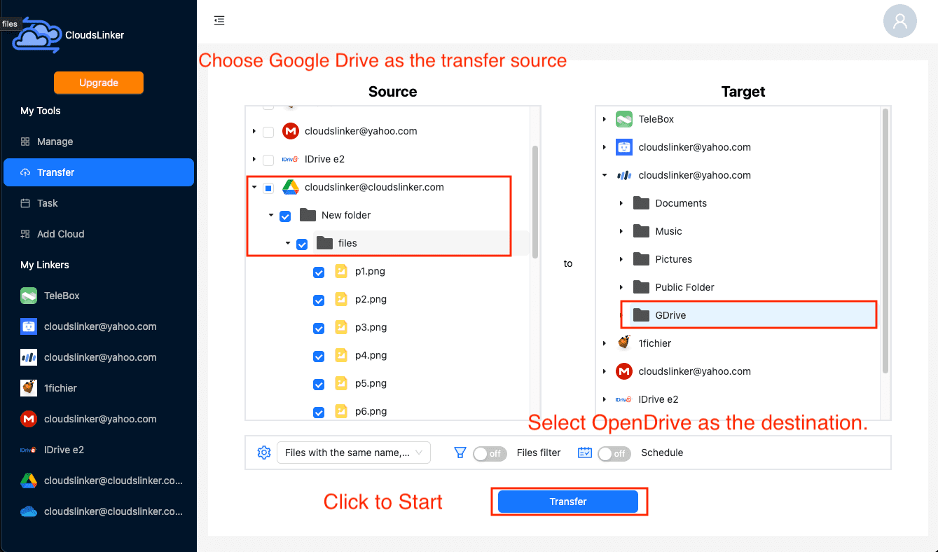 Configuring file transfer in Cloudslinker