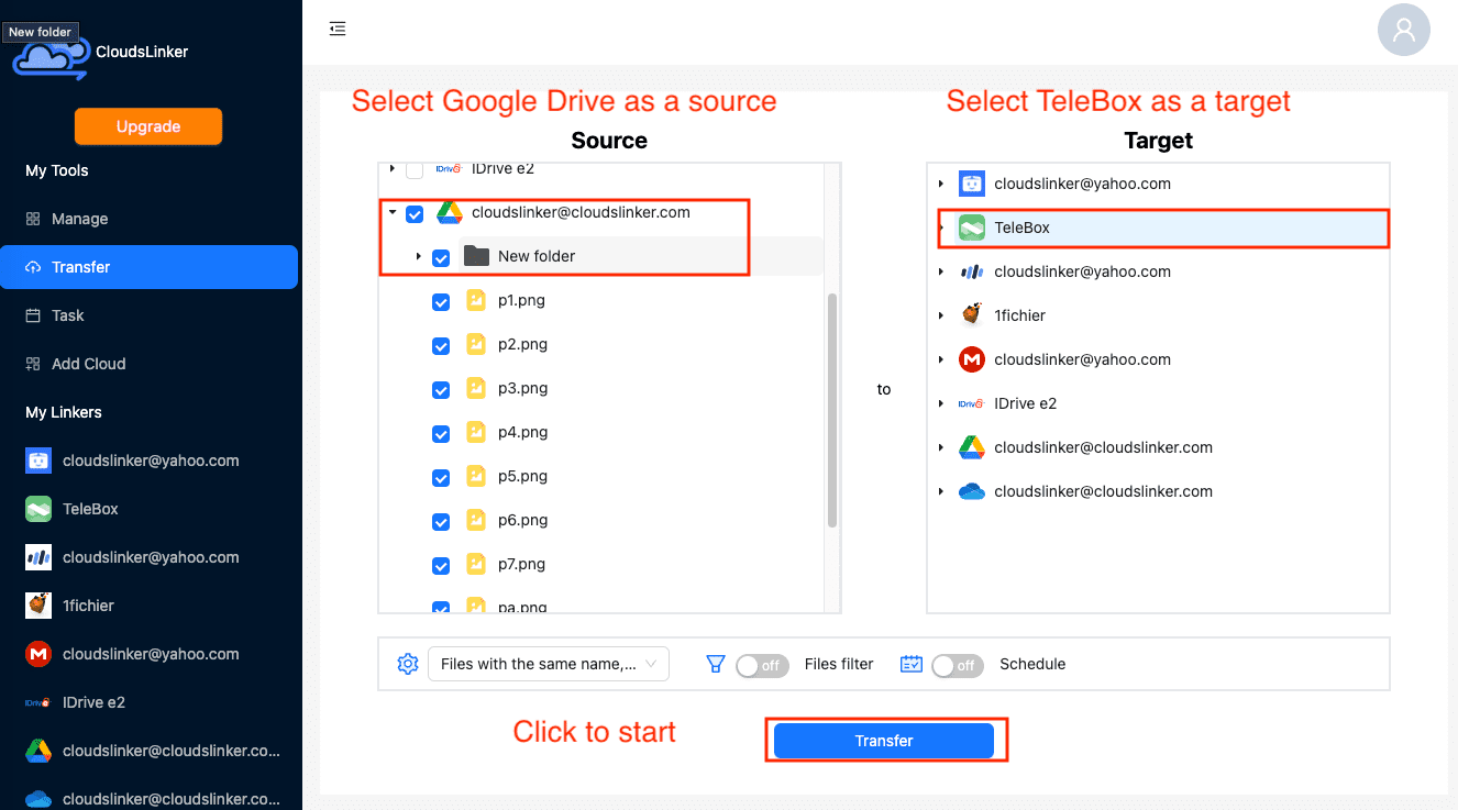 Setting up transfer preferences in Cloudslinker