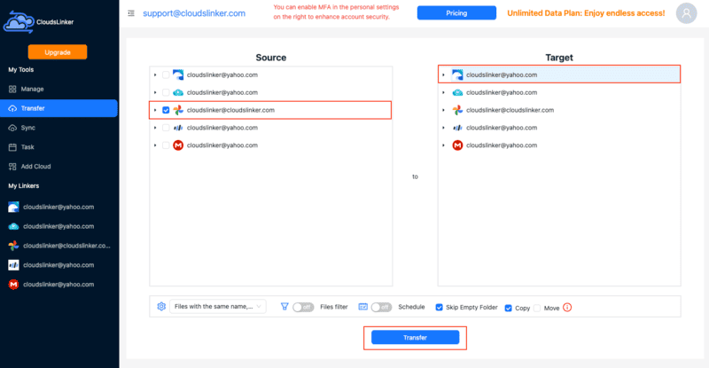 Setting up Google Photos to Icedrive migration in CloudsLinker