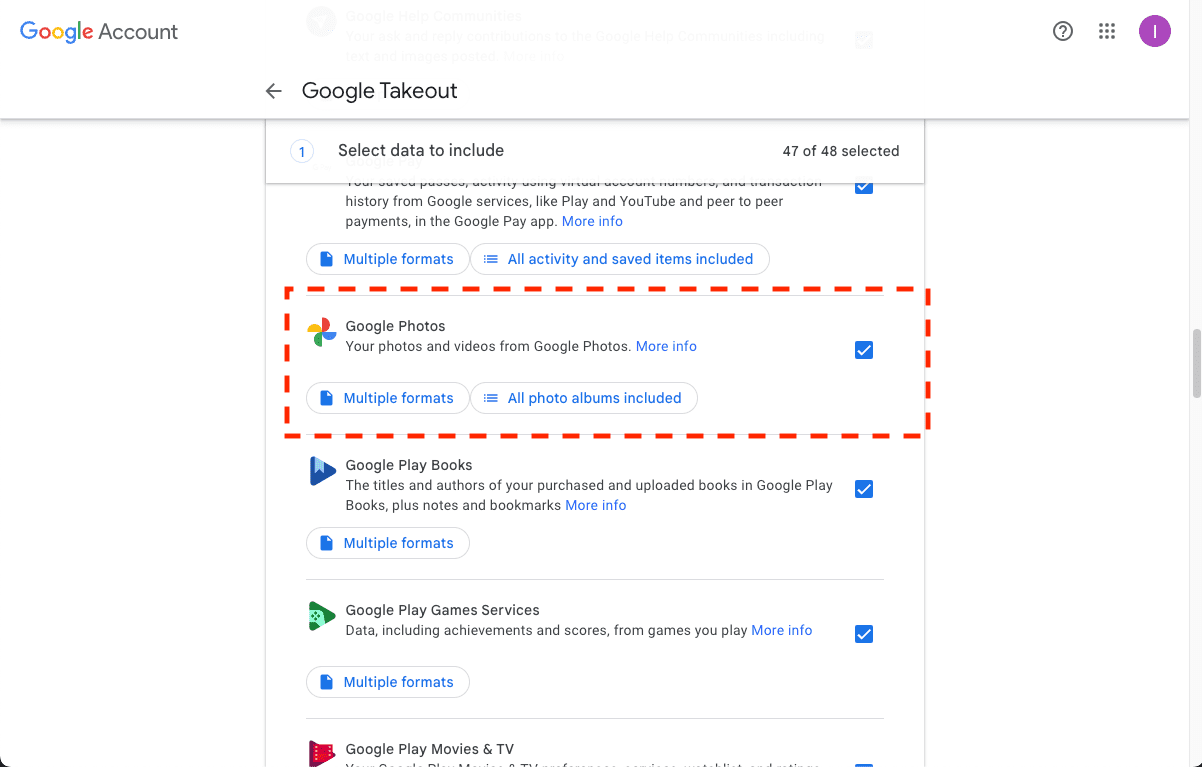 Download Google Photos from Google takeout