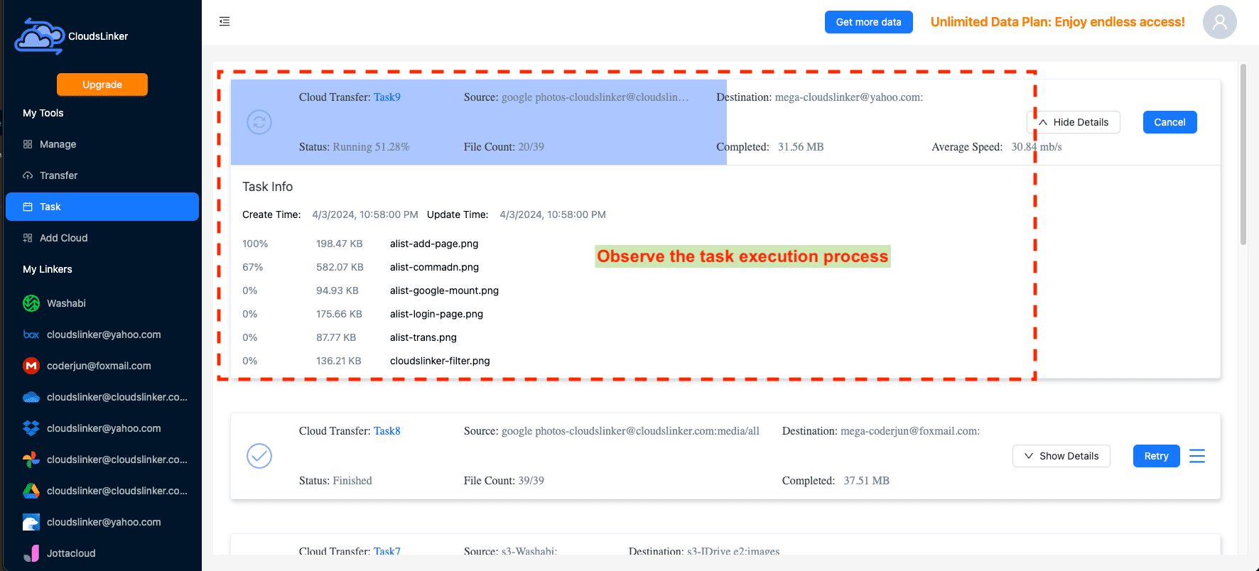 Initiating migration in CloudsLinker