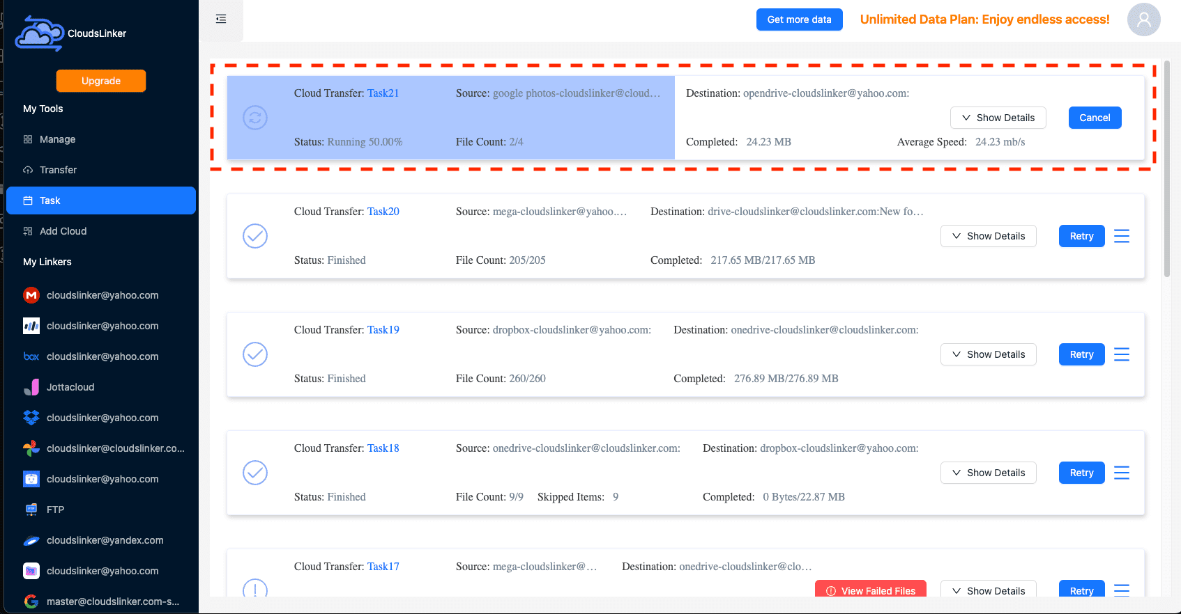 Launching migration on CloudsLinker