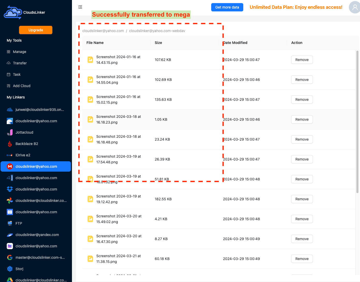 Confirming file migration in Mega