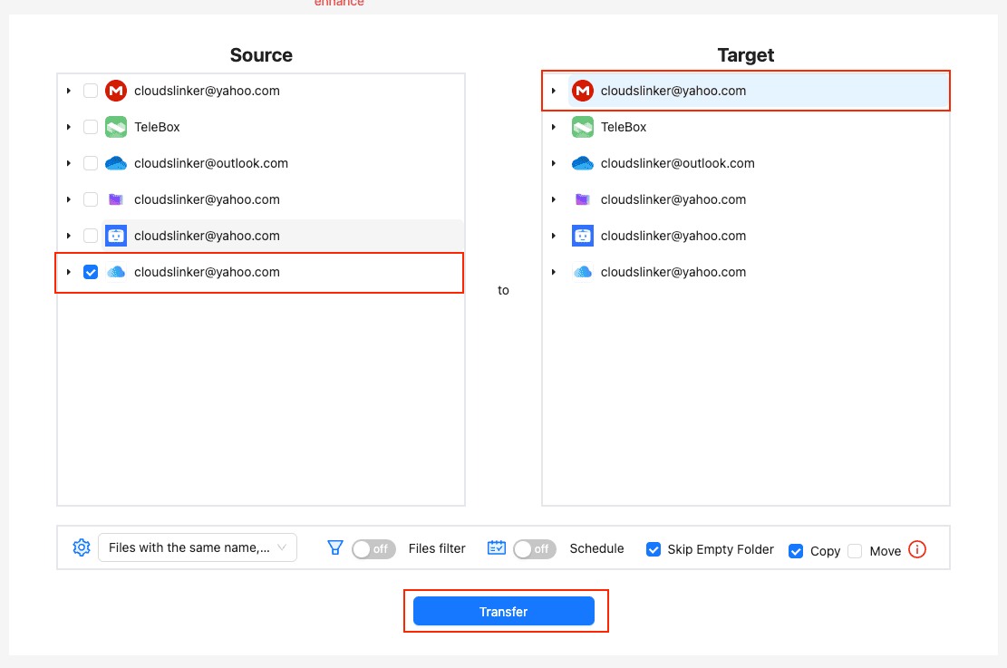 Transfer from iCloud to MEGA with Cloudslinker