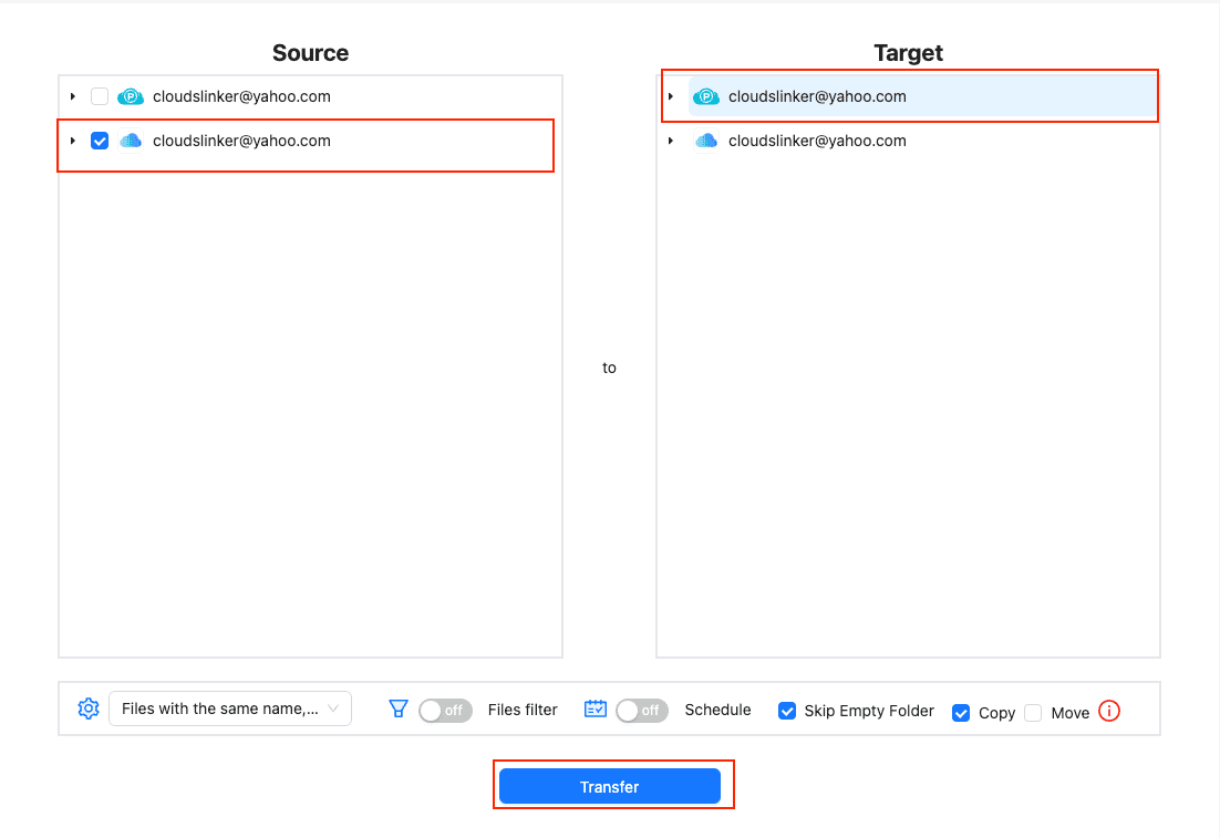 Transfer from iCloud to pCloud with CloudsLinker