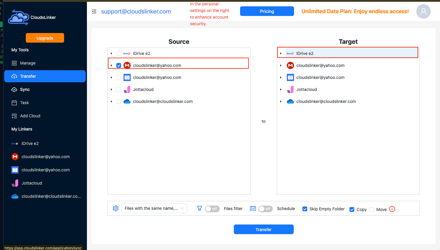 Setting up file migration in CloudsLinker