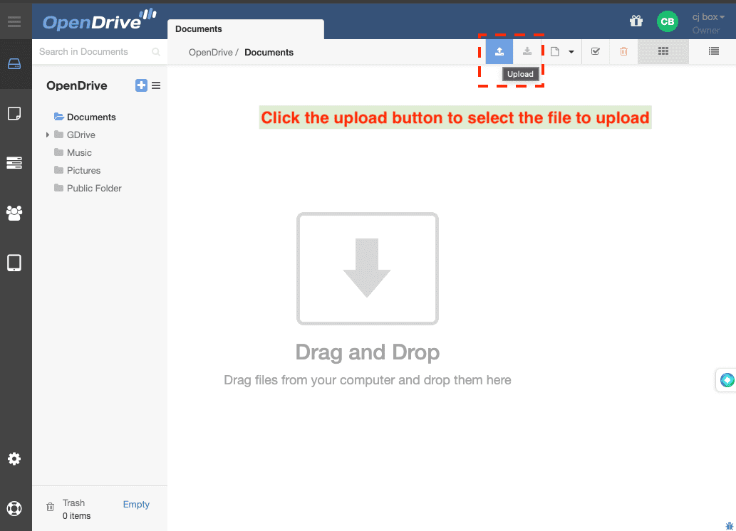 Uploading files to OpenDrive