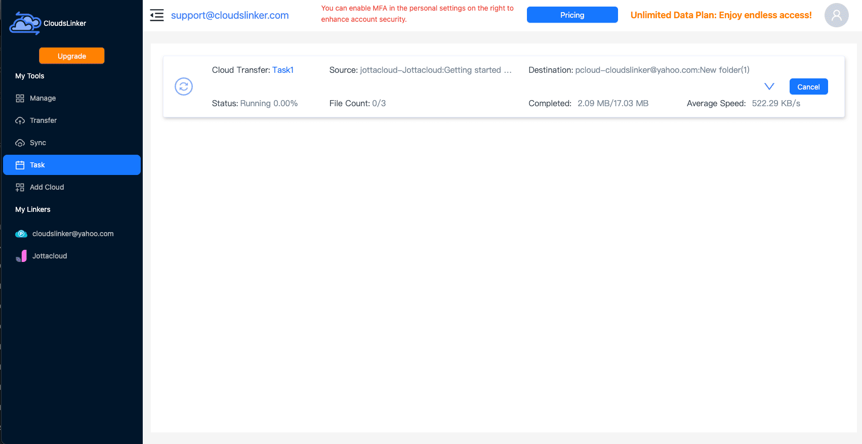 Launching migration on CloudsLinker