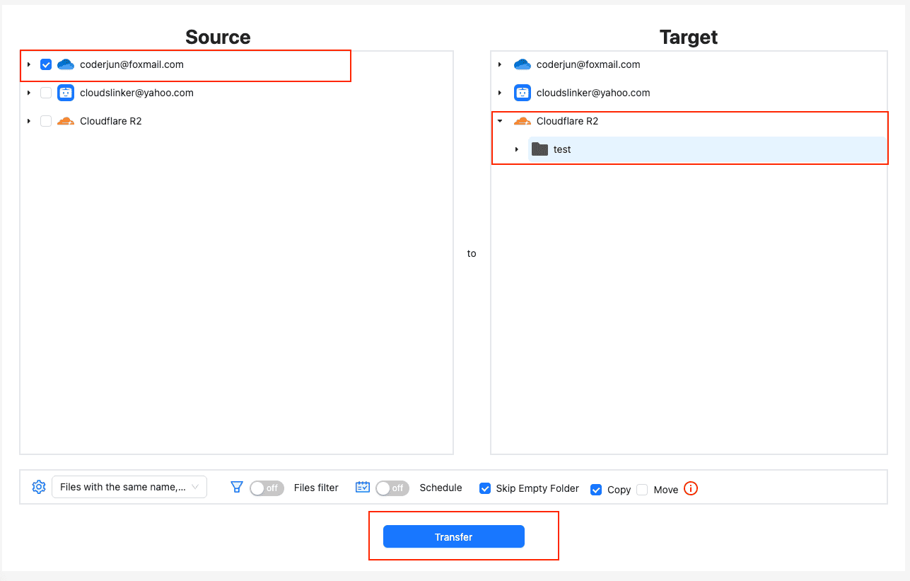 Setting up OneDrive to Cloudflare R2 transfer in CloudsLinker