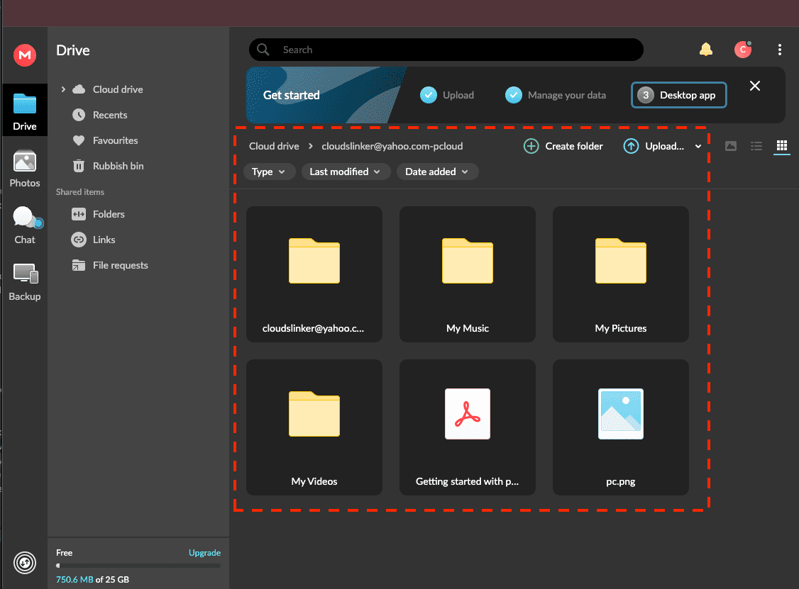 Checking transferred files in Mega