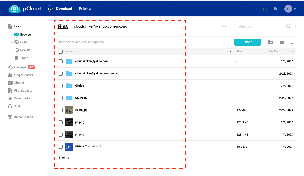 Verifying successful file transfer from PikPak to pCloud