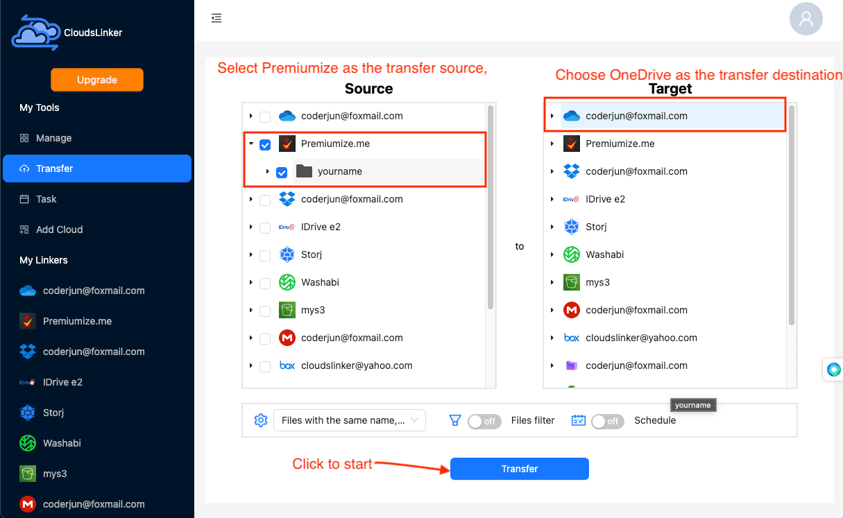 Setting up file migration from Premiumize to OneDrive