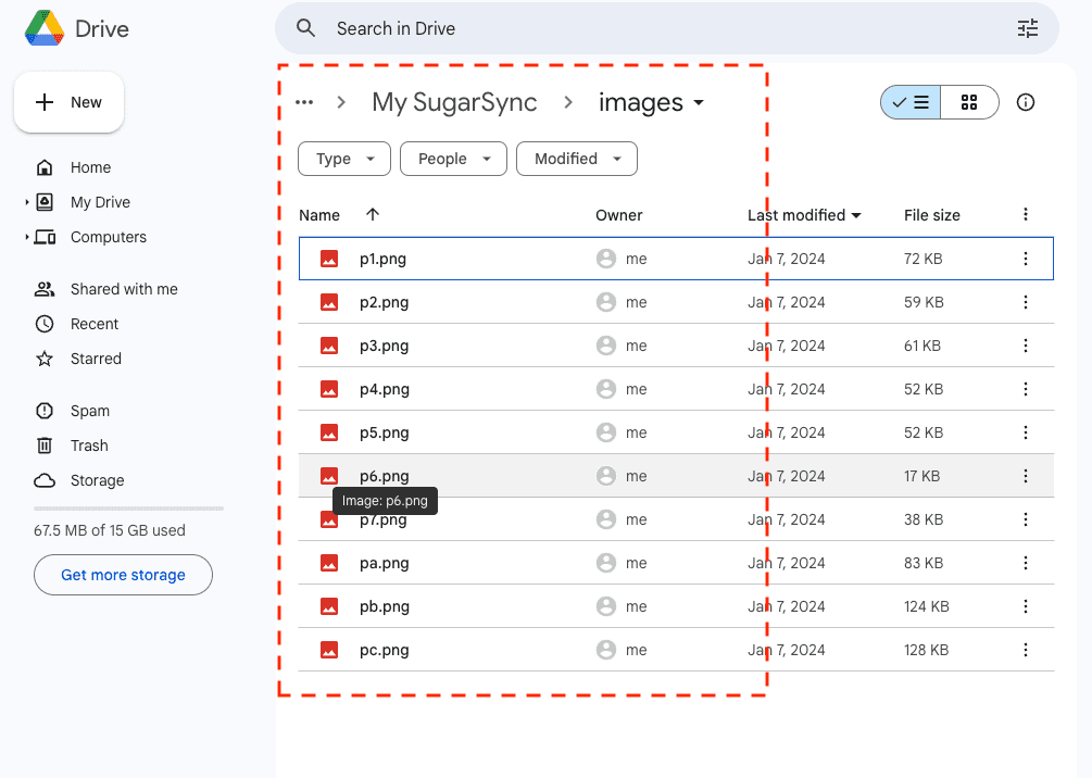 Verifying successful transfer to Google Drive