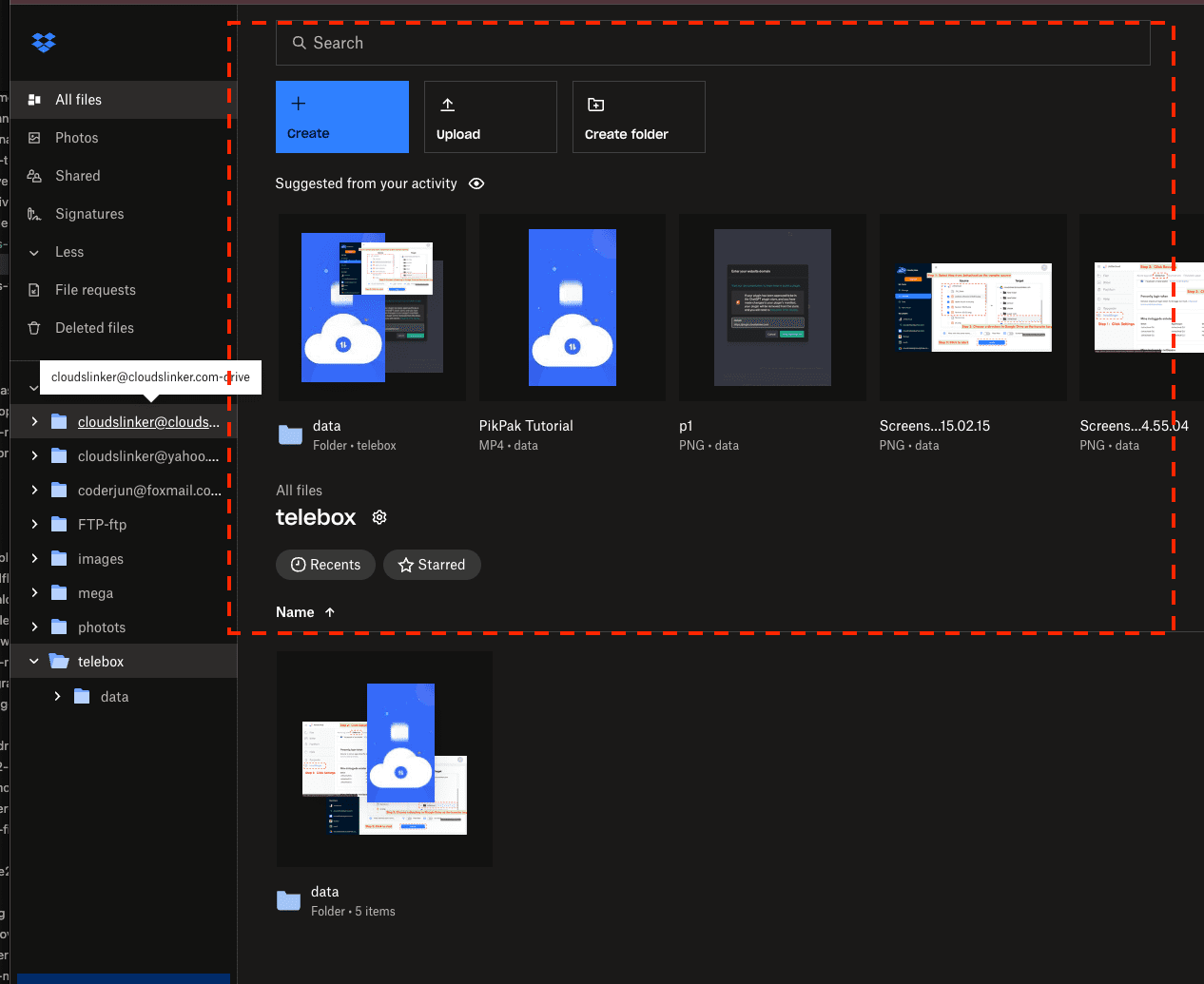 Checking file transfer to Dropbox