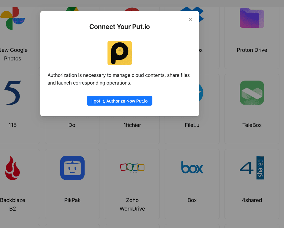 Adding Put.io account to CloudsLinker