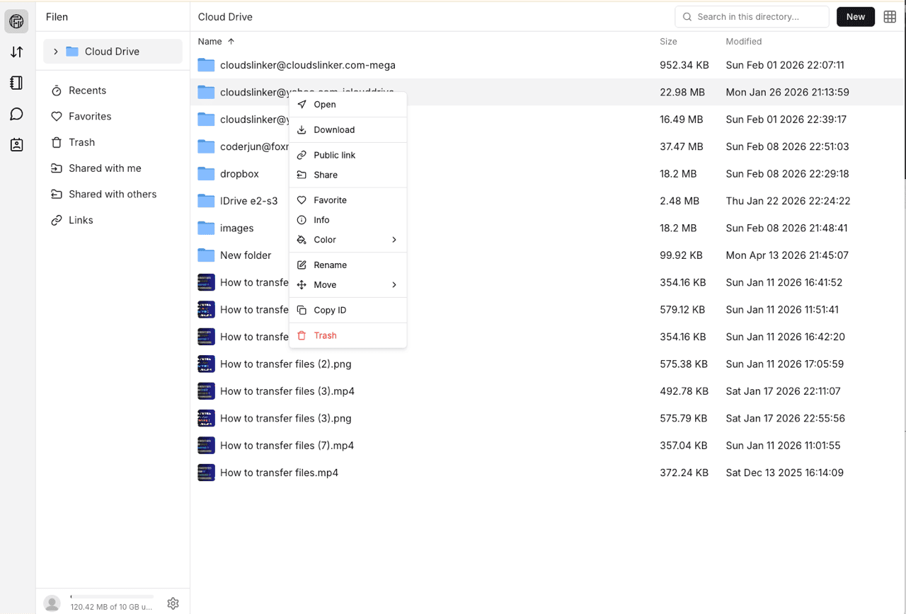 Download files from Filen web interface