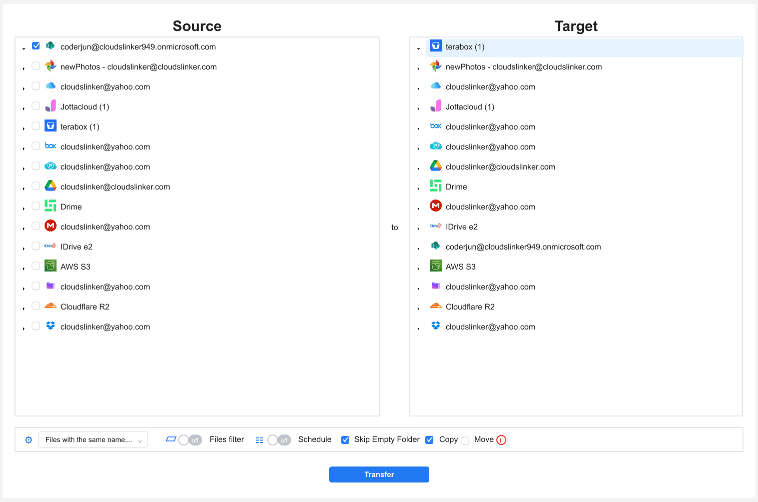 Configure SharePoint to TeraBox transfer in CloudsLinker