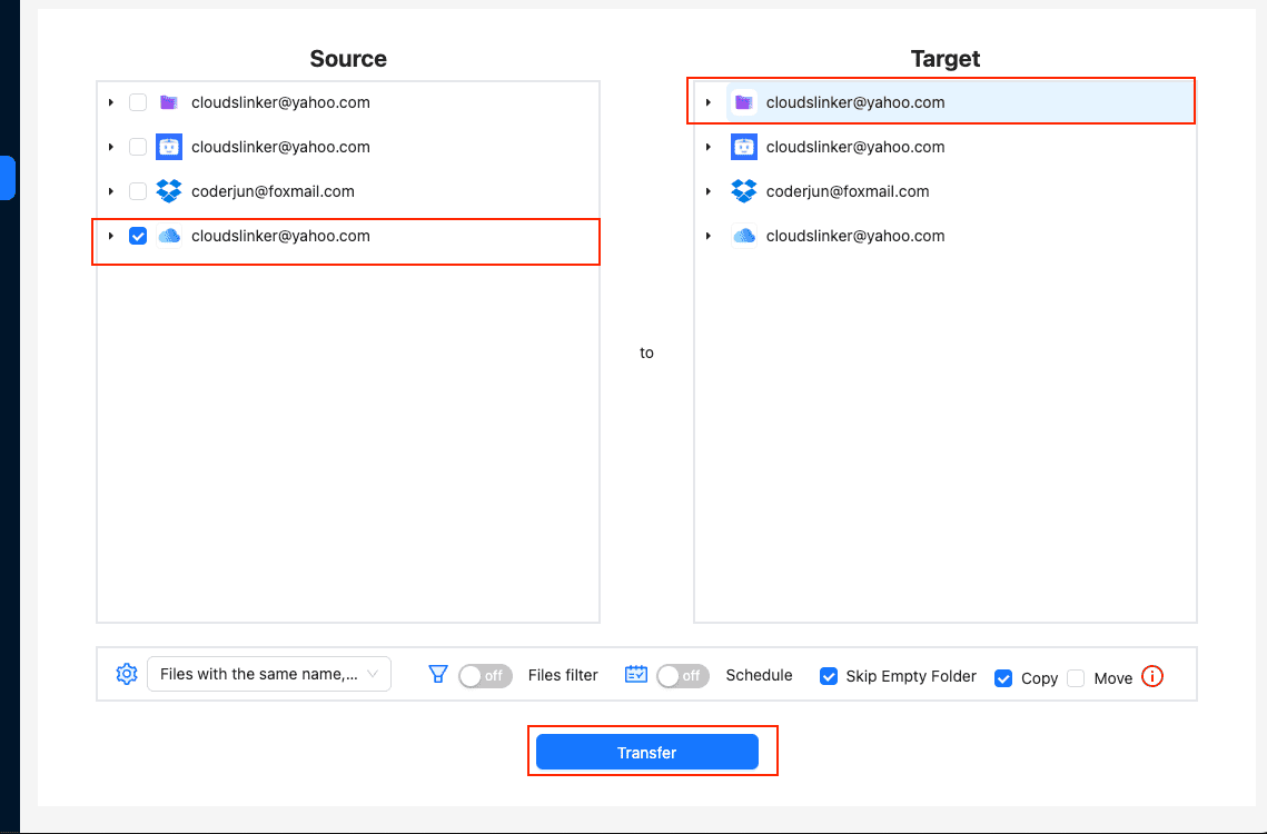 Setting Transfer Task