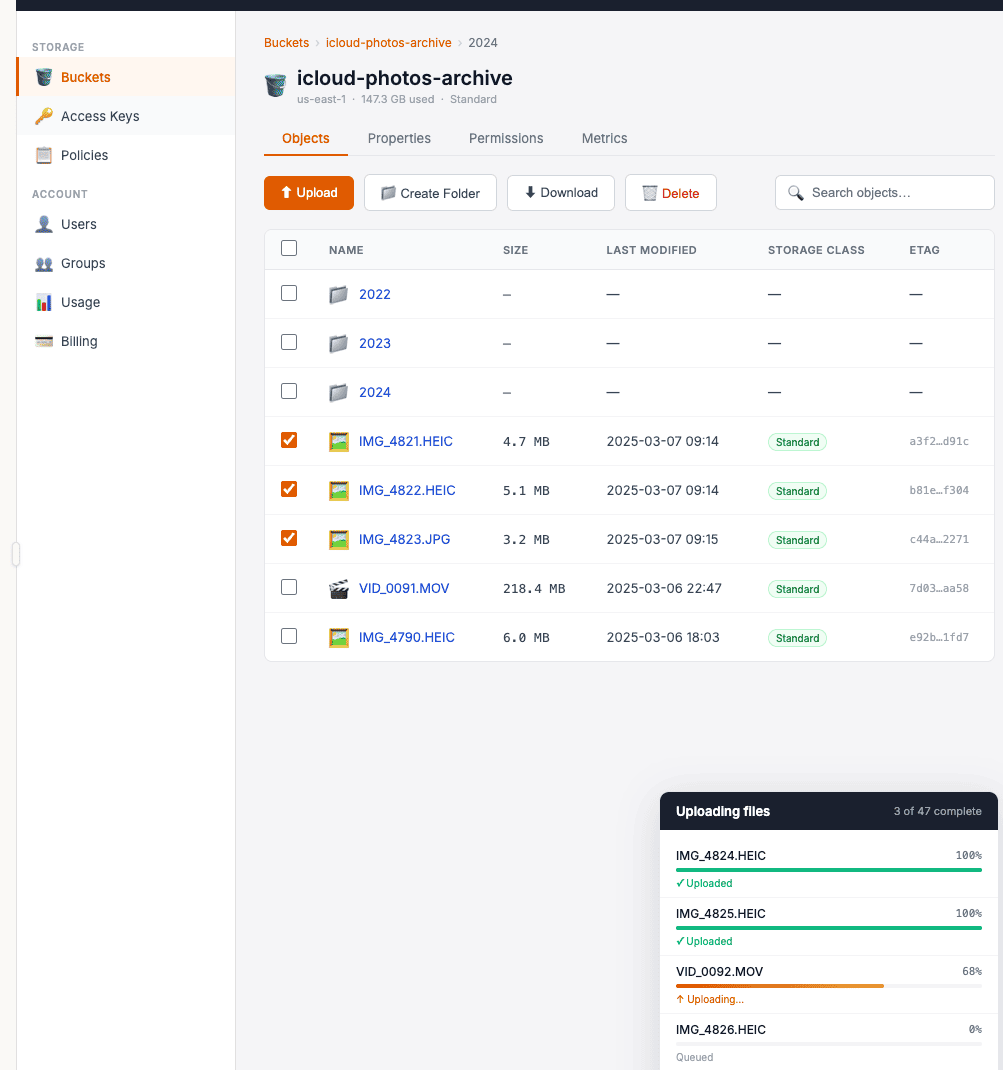 Upload Photos to Wasabi via Web Console