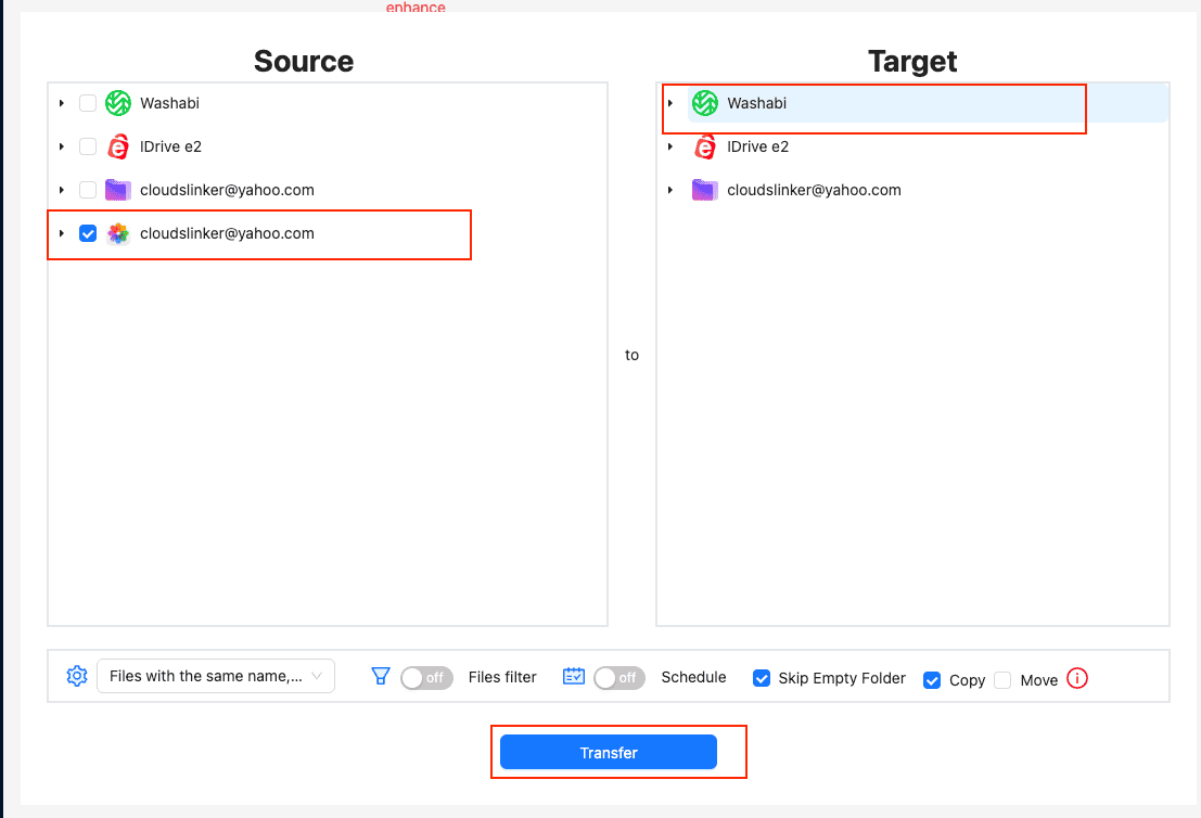 Transfer configuration from iCloud Photos to Wasabi