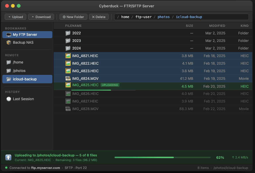 Upload Photos to FTP Server via FileZilla