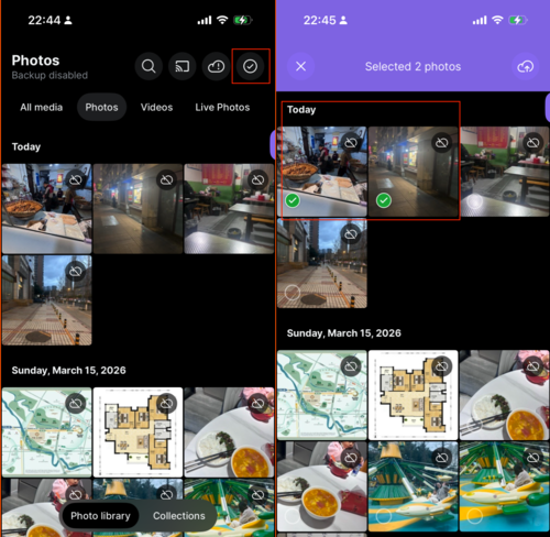 Jottacloud iPhone app backup settings