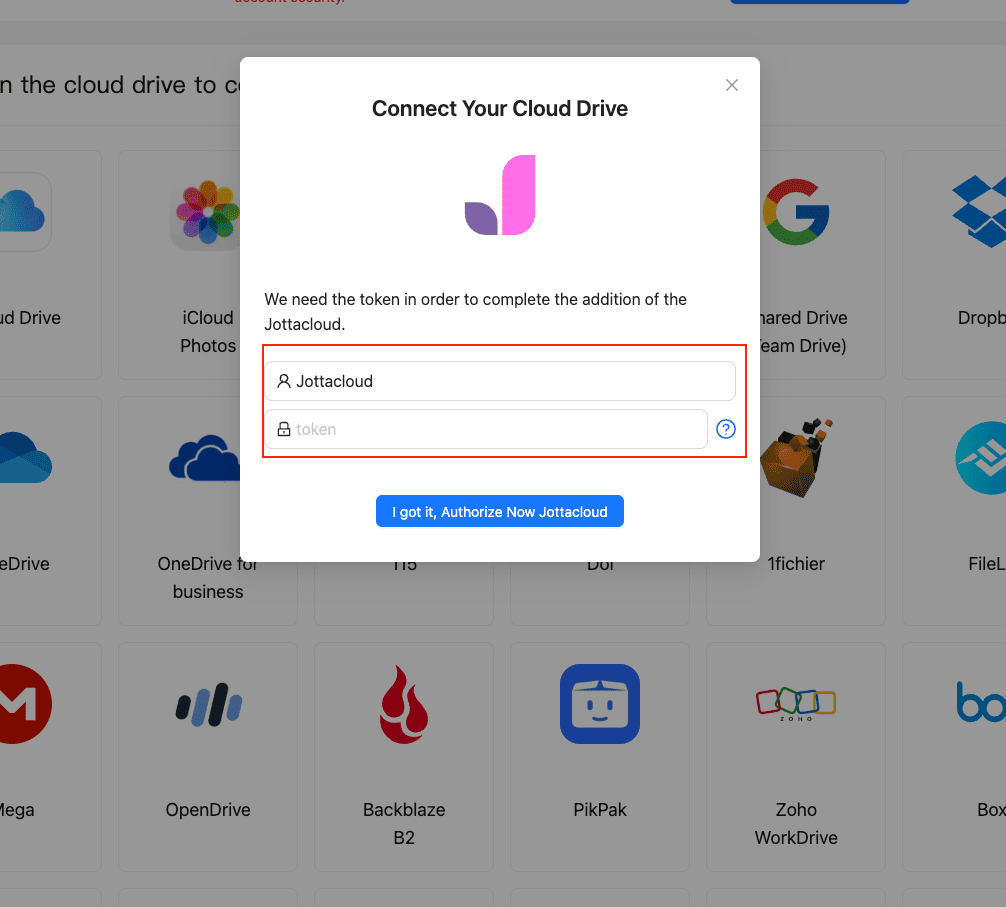 Connect Jottacloud using personal login token in CloudsLinker