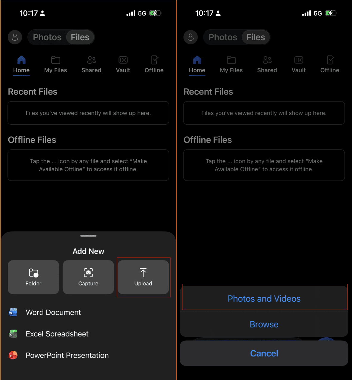Upload Photos to OneDrive using iPhone