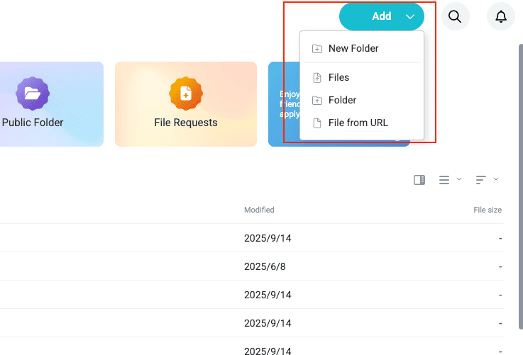 Upload Photos to pCloud using browser interface