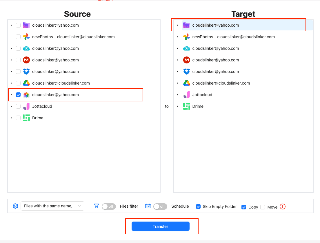 Transfer configuration from iCloud Photos to Proton Drive