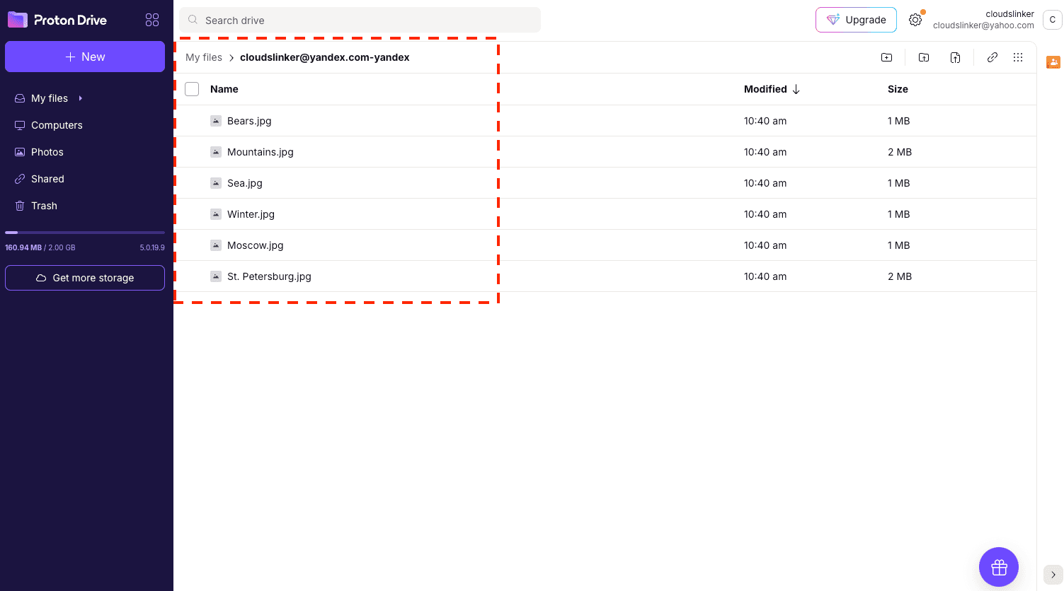 Confirmation of successful file transfer from Yandex Disk to Proton Drive