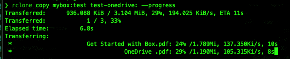 Displaying migration progress with Rclone