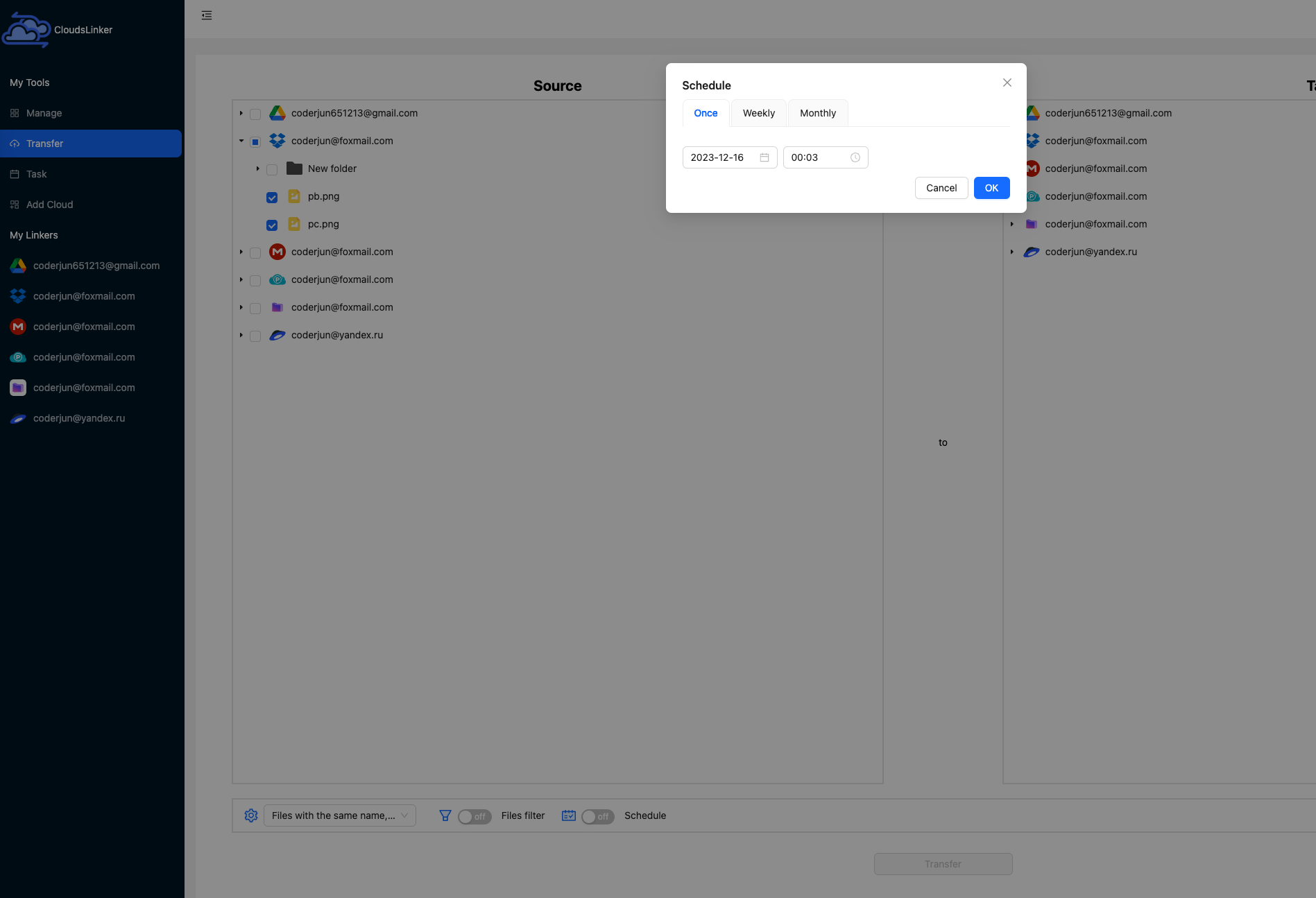 cloudslinker schedule task config