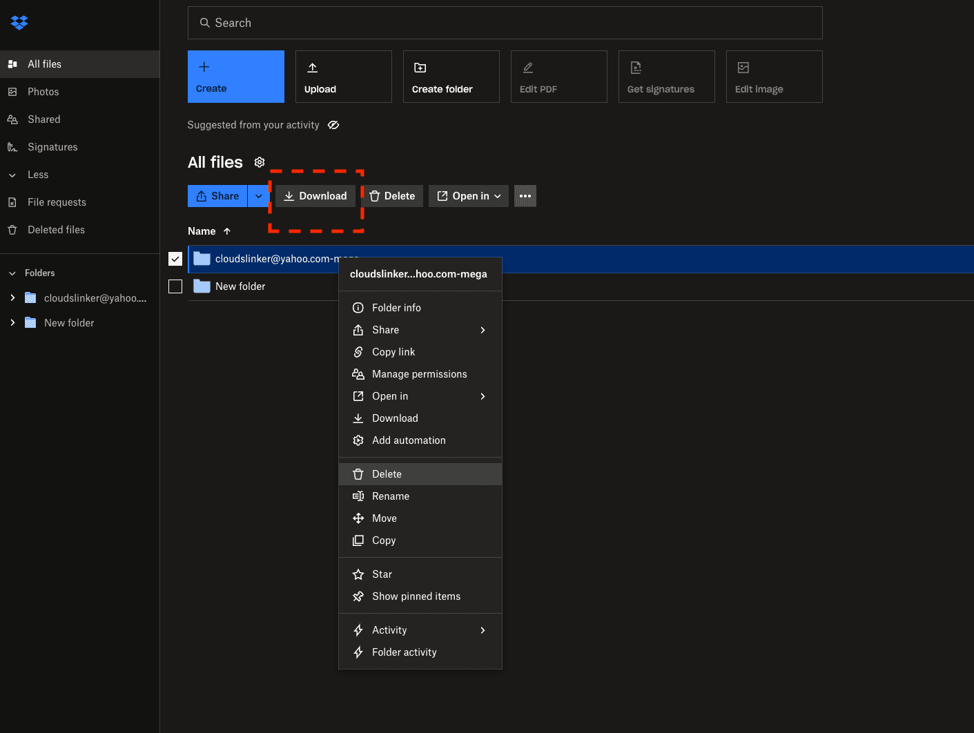 Downloading Files from Dropbox