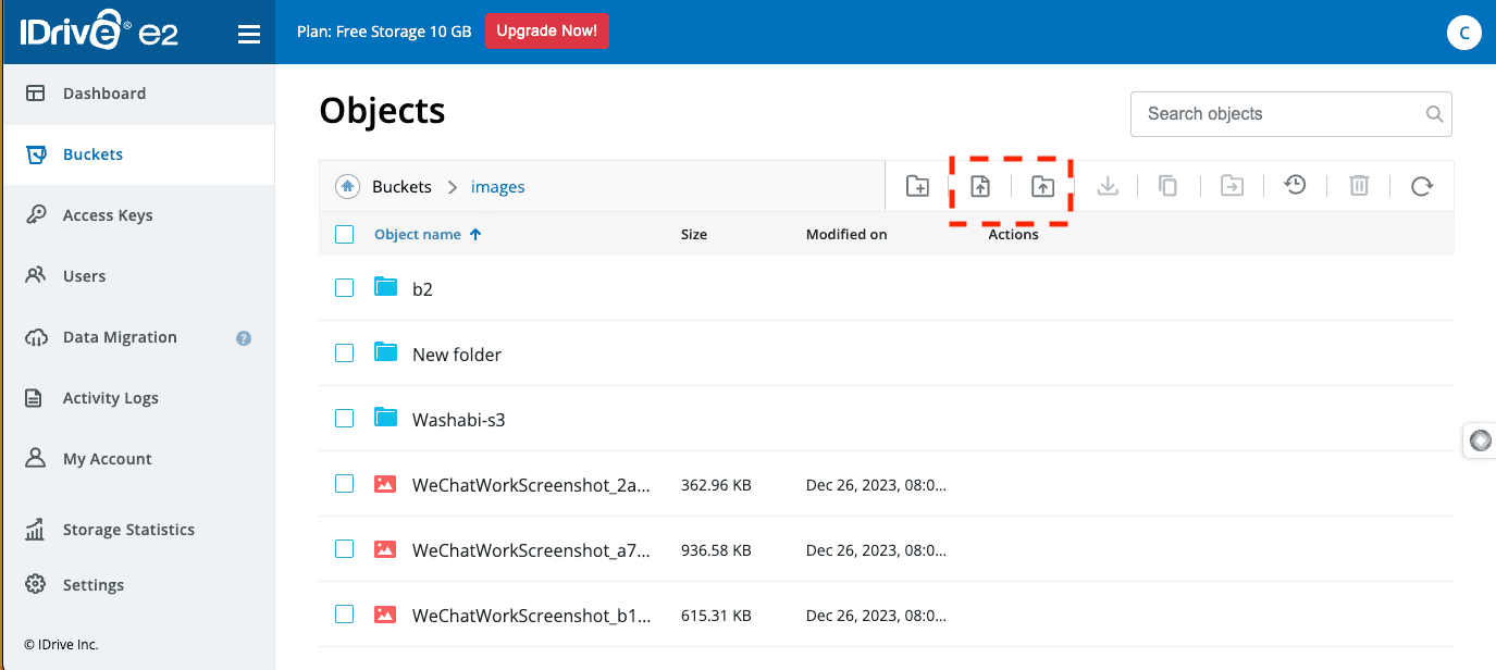 Uploading Files to IDrive E2